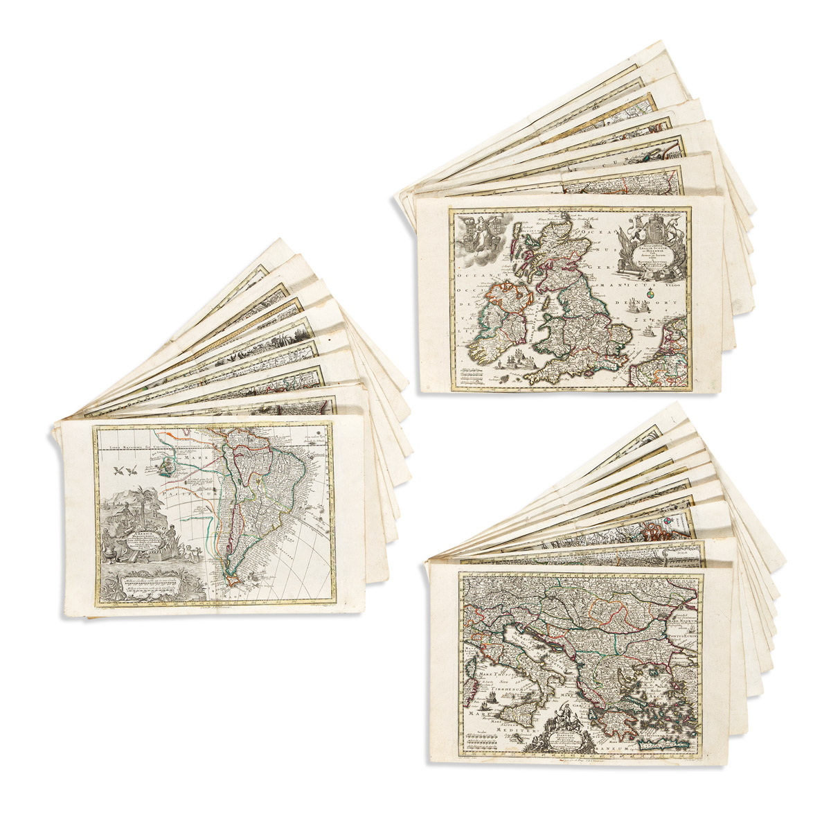 SEUTTER FAMILY; engraved by TOBIAS CONRAD LOTTER. Group of 25 small-scale double-page engraved maps.